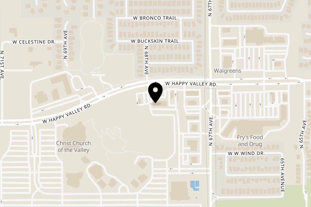 Map showing the location of Mochilero Kitchen Peoria on 6791 W Happy Valley Rd #100 in Peoria